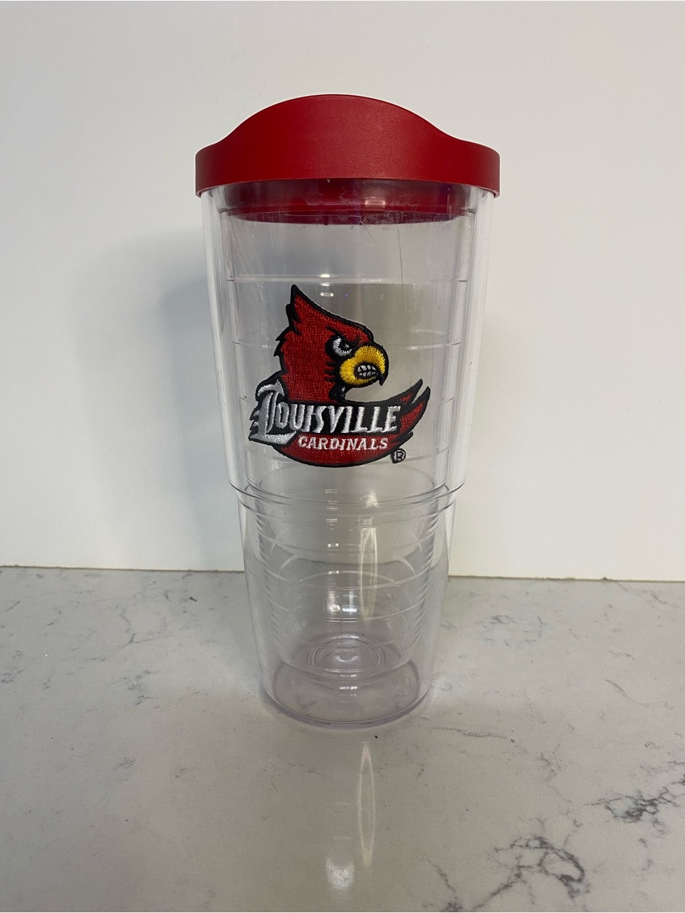 Louisville Cardinals 24 oz Tervis Clear Tumbler with Red Lid